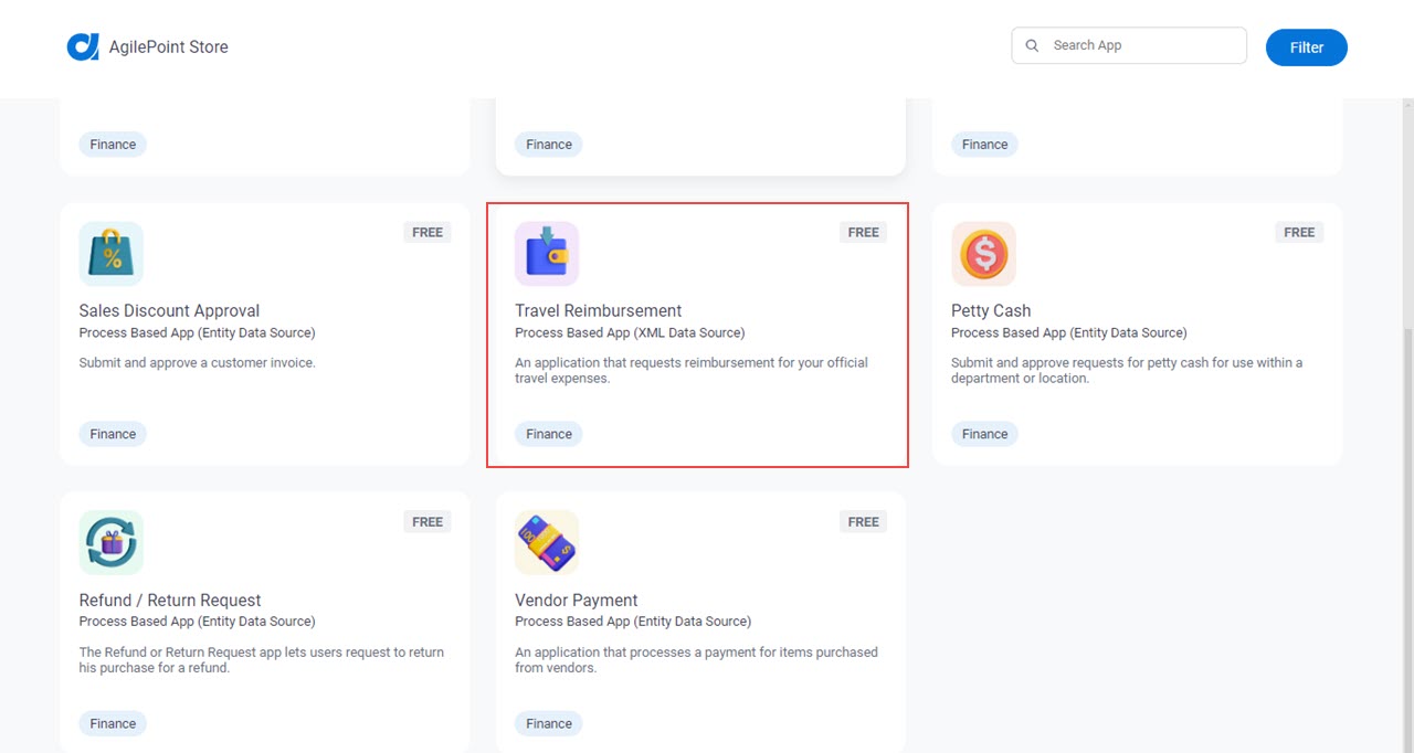 Finance Apps screen