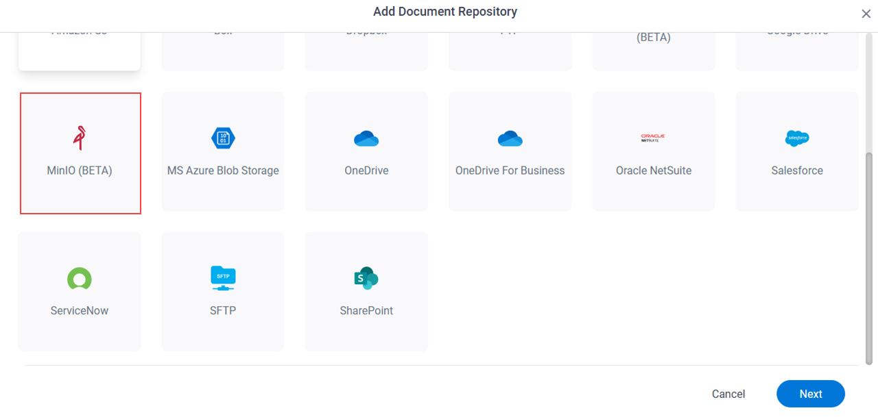 Select Google Cloud Storage