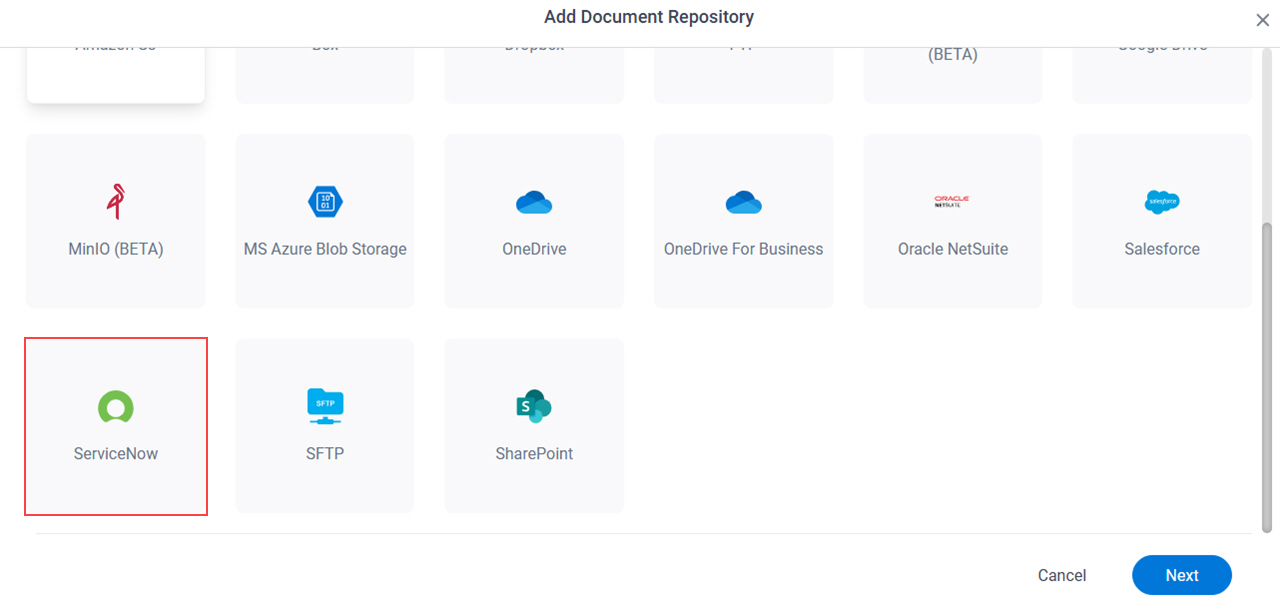 Select ServiceNow