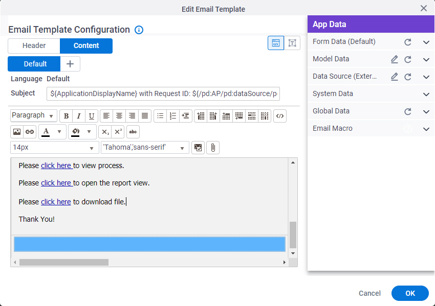 E-mail Notification Configuration screen