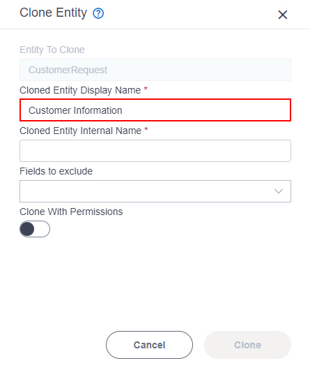 Cloned Entity Display Name