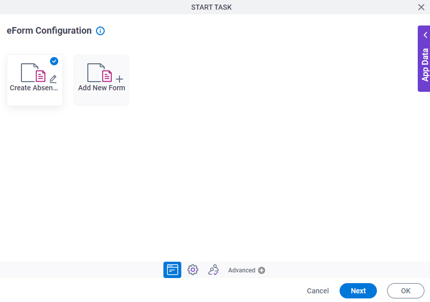 Eform Configuration screen