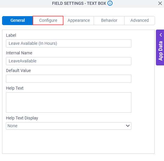 Click Configure Tab