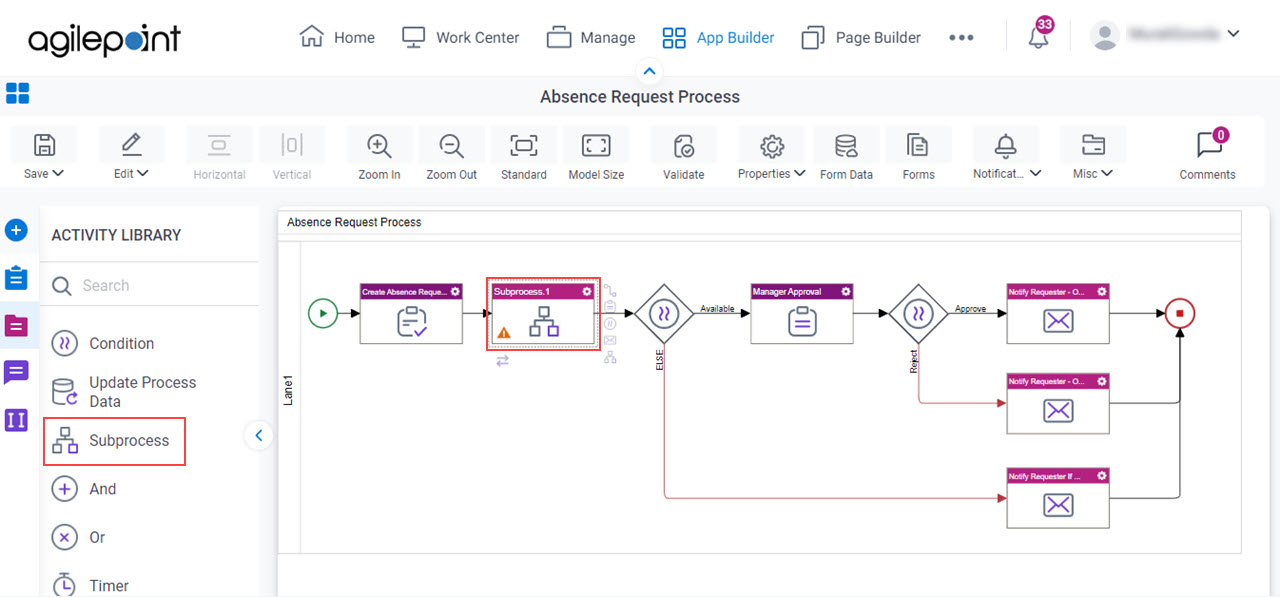 Drag Subprocess activity