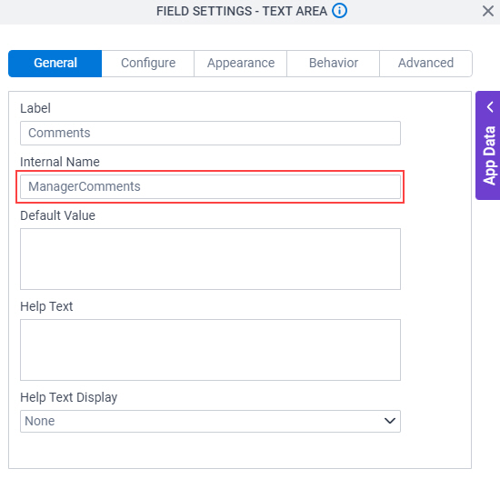 Enter Internal Name