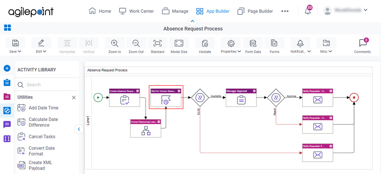Human Resources Leave Verification subprocess activity