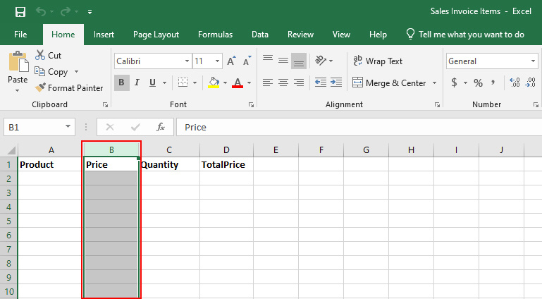 Select Price Column