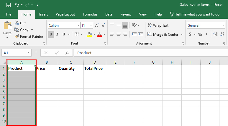 Select Product Column