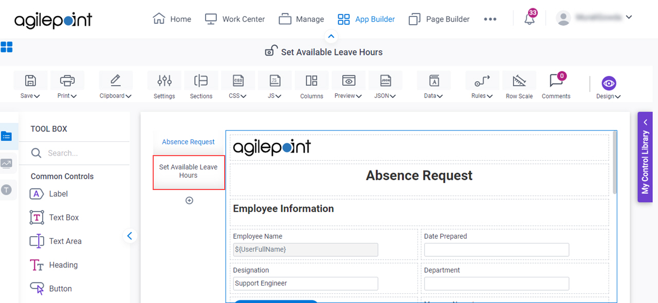 Click Set Available Leave Hours section