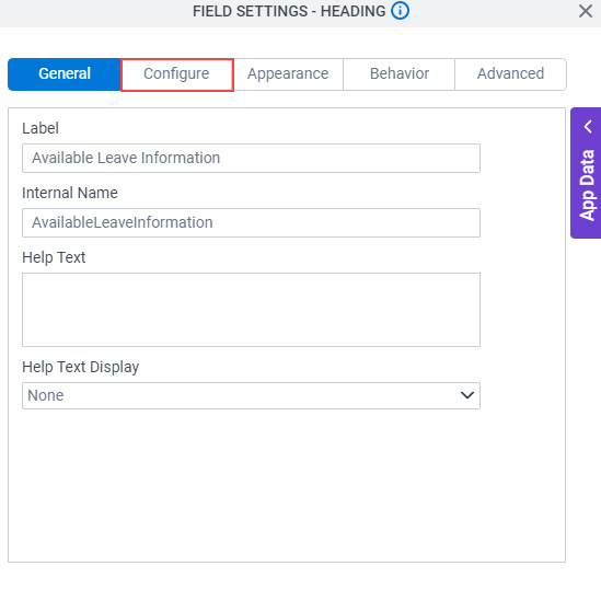 Click Configure Tab
