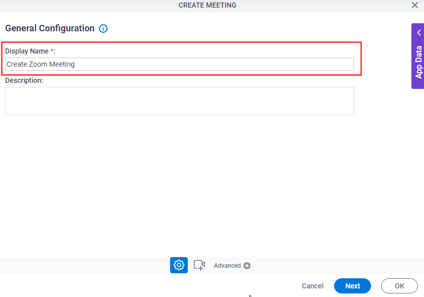 Create Zoom Meeting Configuration