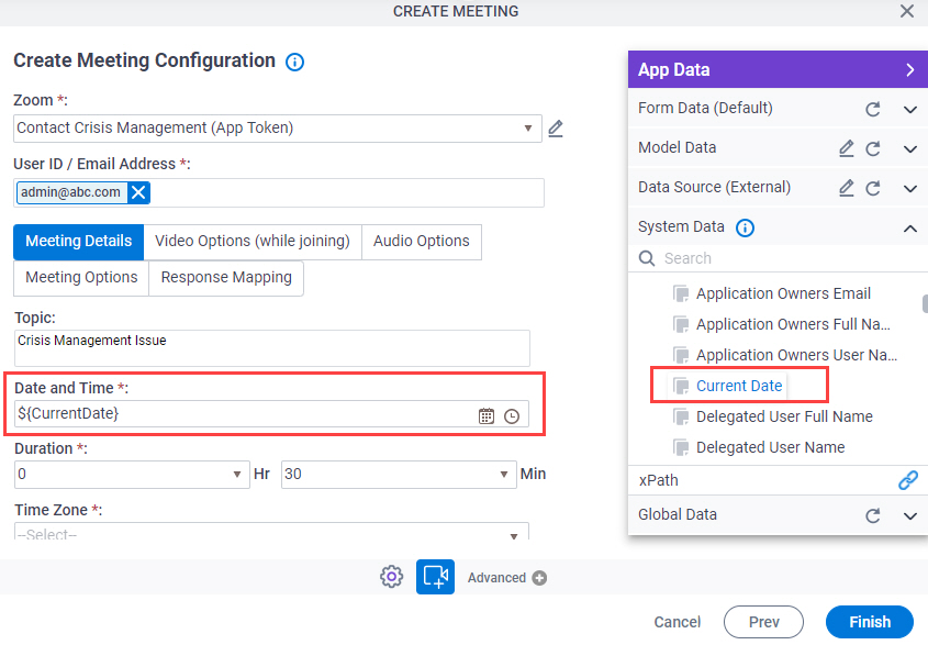 Meetings Details tab
