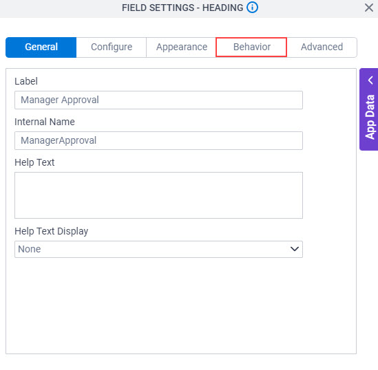Click Behavior Tab