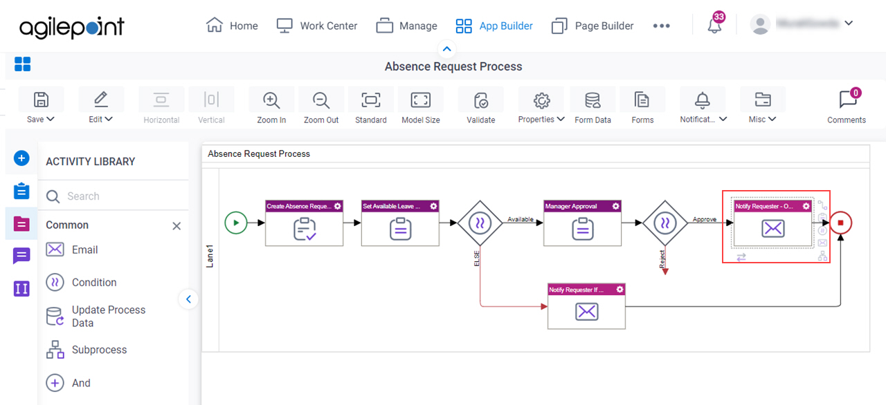 Notify Requester Email Activity