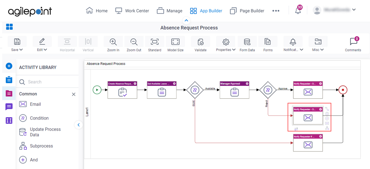 Notify Requester Email Activity