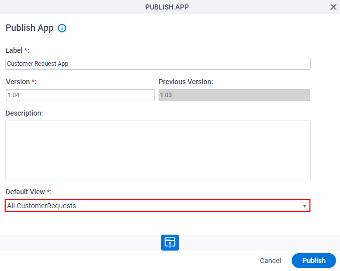 Publish Form Based App Default View