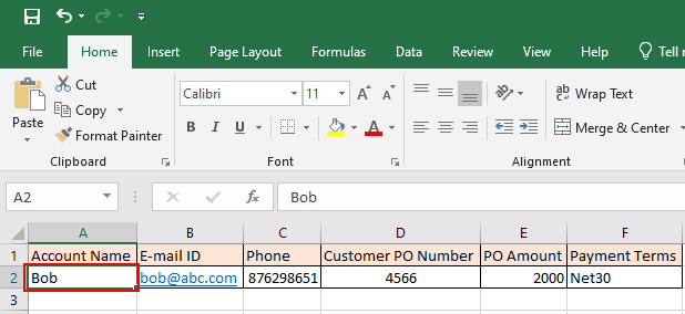 Excel Read General Configuration screen