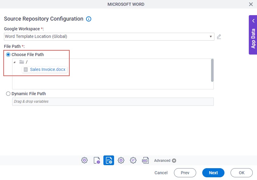 Source Repository Configuration screen