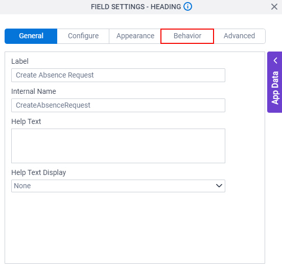 Click Behavior Tab