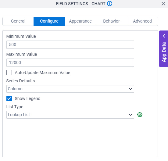 Field Settings Screen
