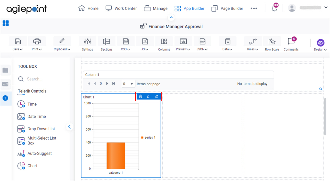 Chart Form Control Toolbar