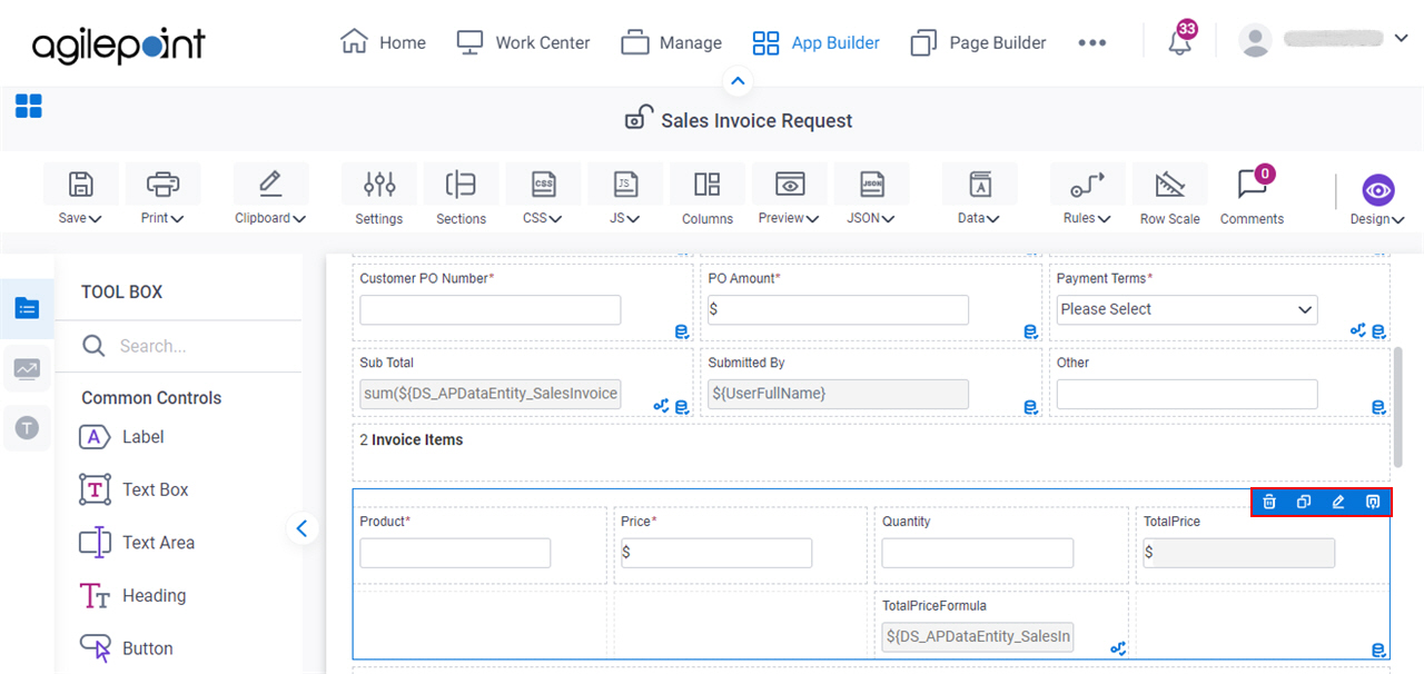 Subform Form Control Toolbar
