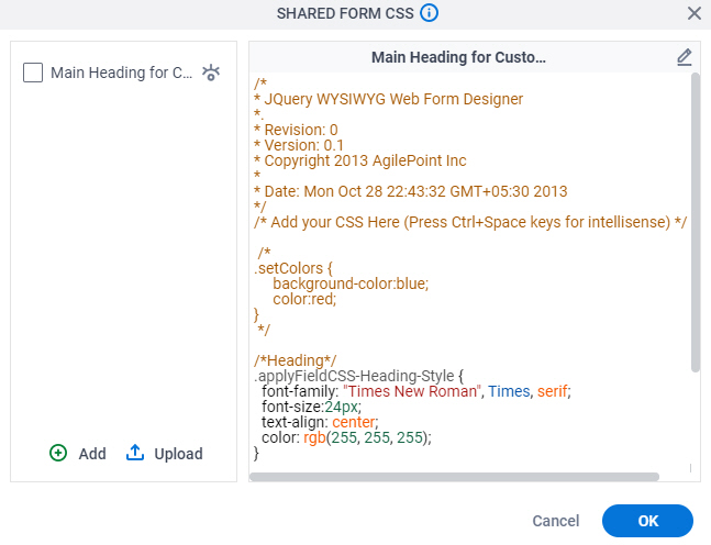 Shared Form CSS