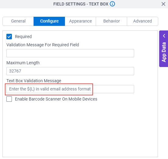 Configure tab