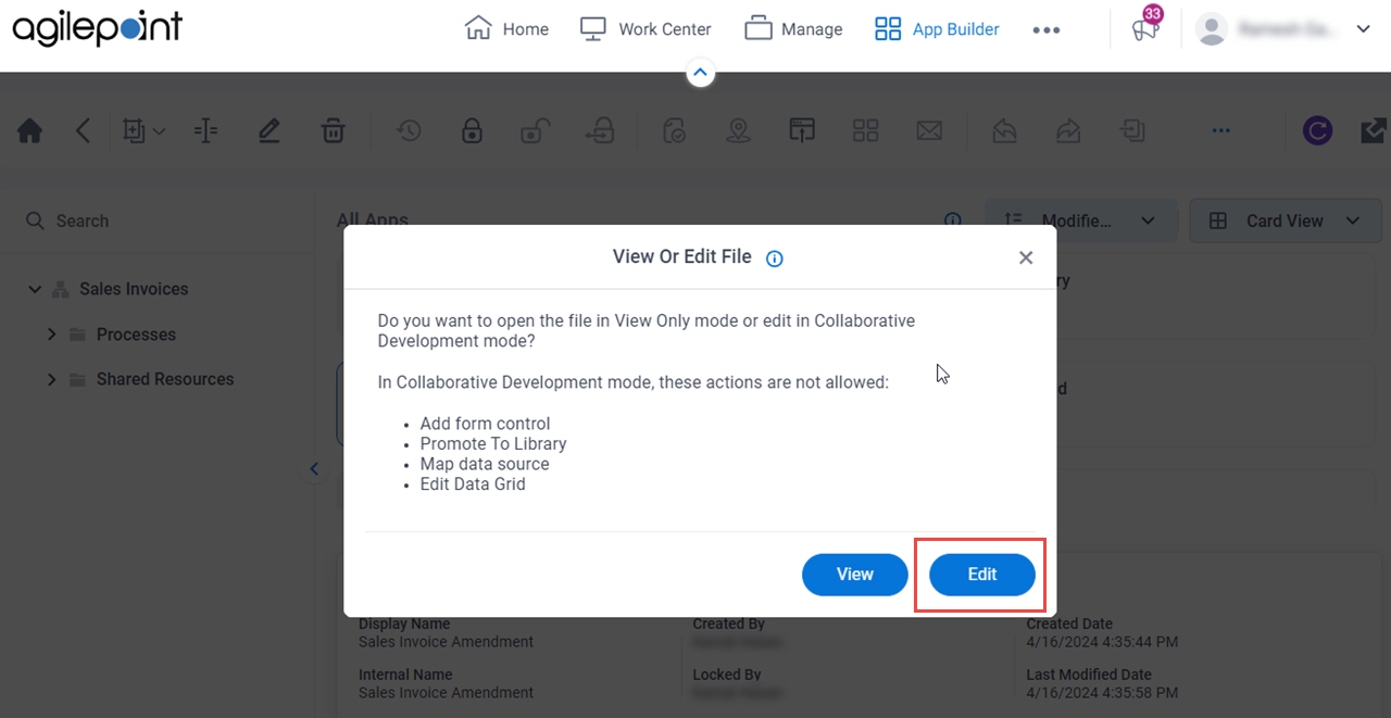 Click Edit Form
