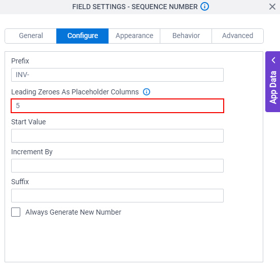 Configure tab