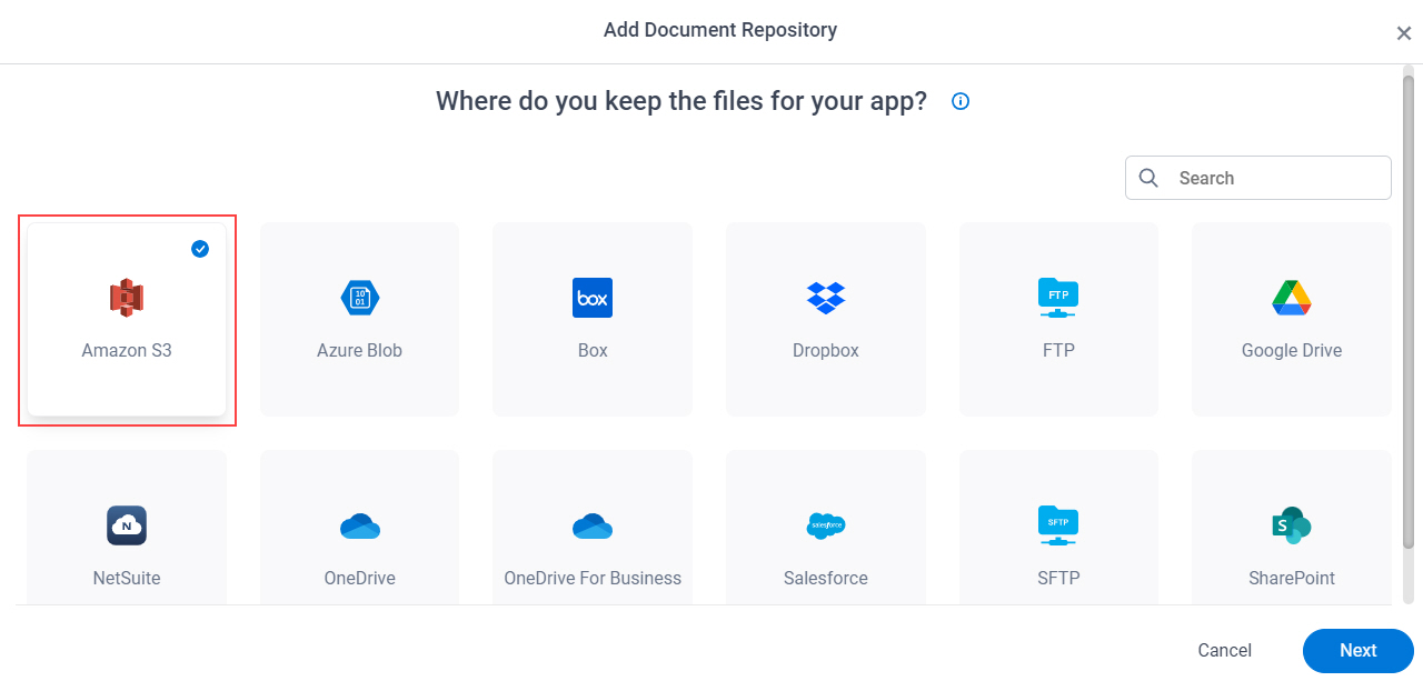 Select Document Repository