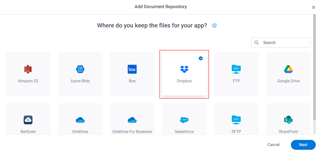 Select Dropbox