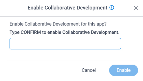 Enable Collaborative Development screen
