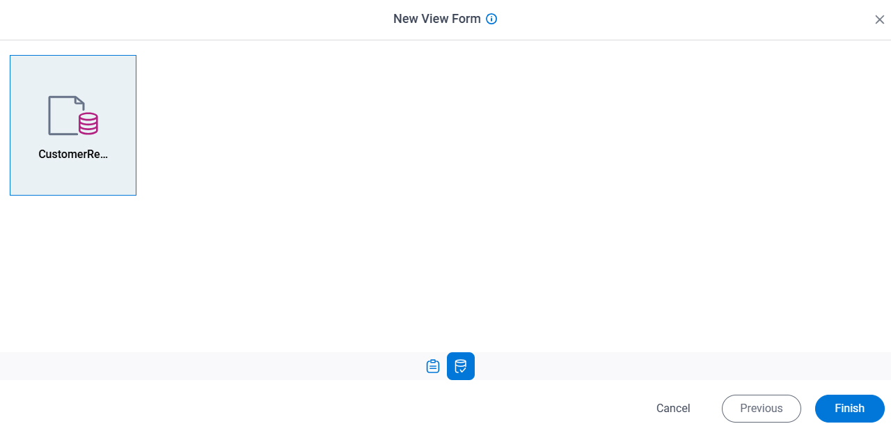 New View Form screen
