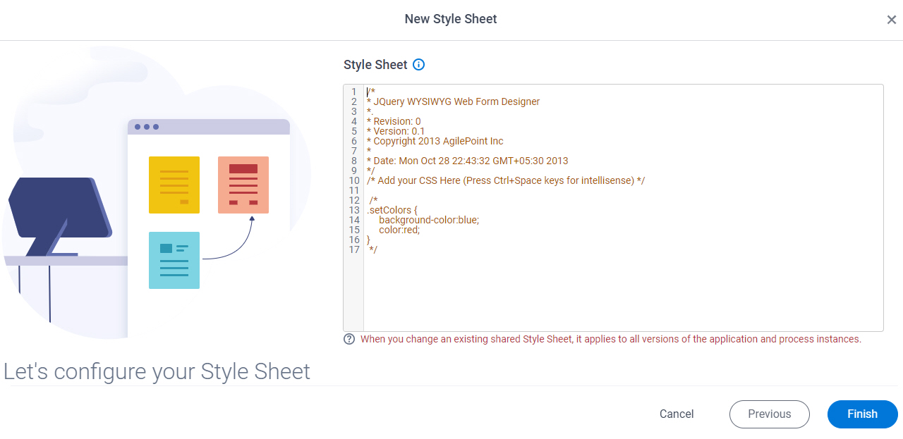 Style Sheet screen
