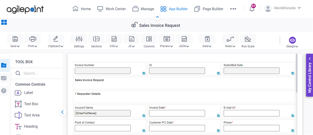 Sales Invoice Request form