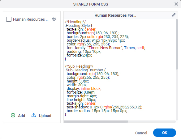 Shared Form CSS