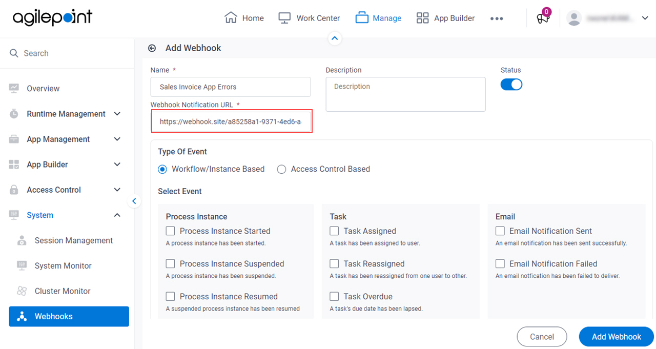 Webhook Notification URL