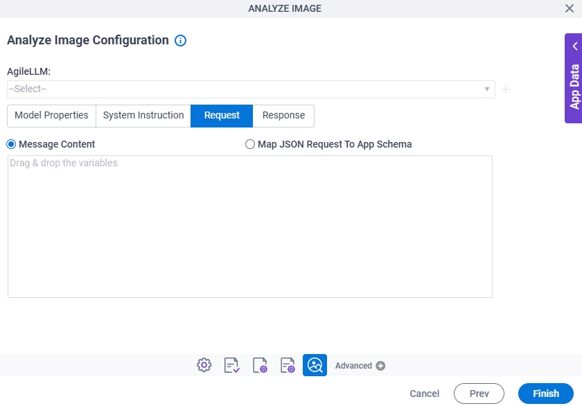 Analyze Image Configuration Request tab