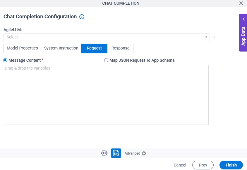 Chat Completion Configuration Request tab