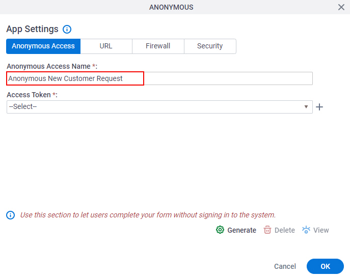 Anonymous Access Name Field