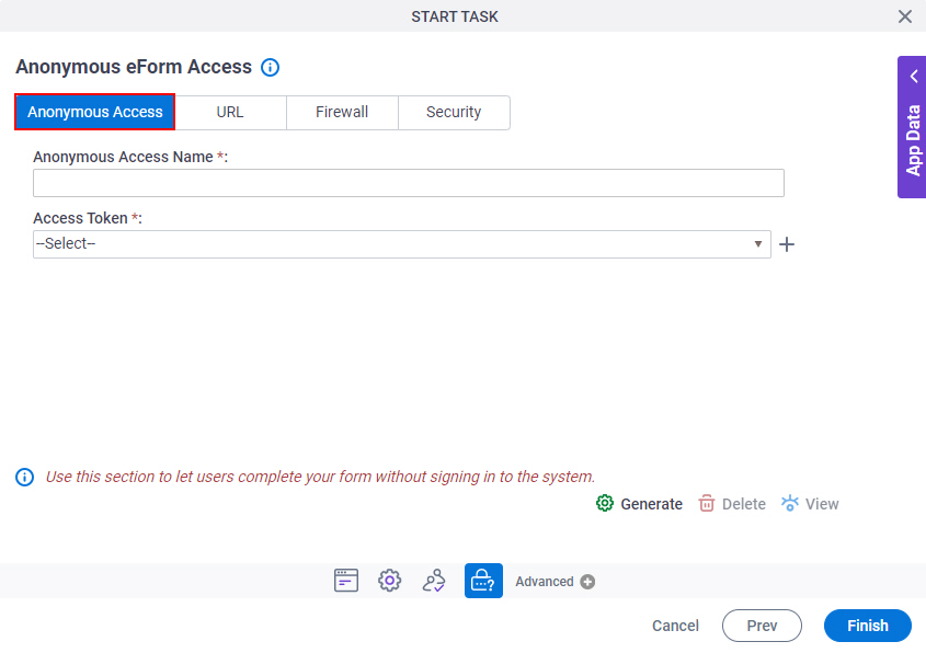 Anonymous Access tab