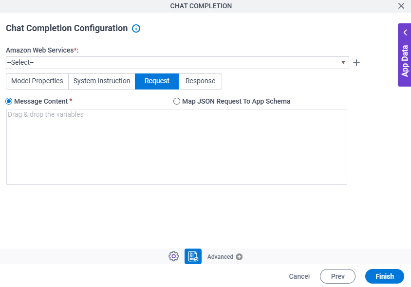 Chat Completion Configuration Request tab