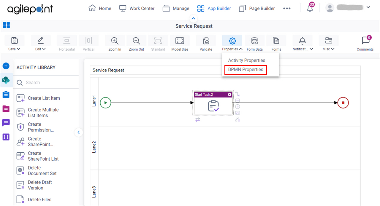 Click BPMN Properties