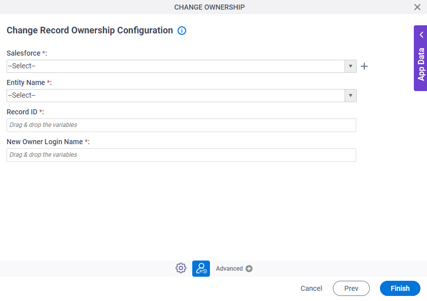 Change Record Ownership Configuration screen