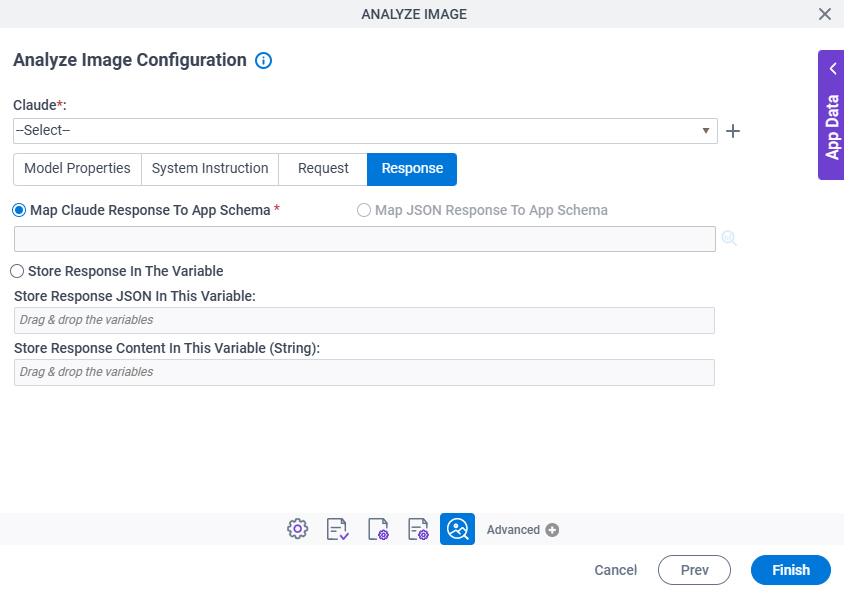 Analyze Image Configuration Response tab