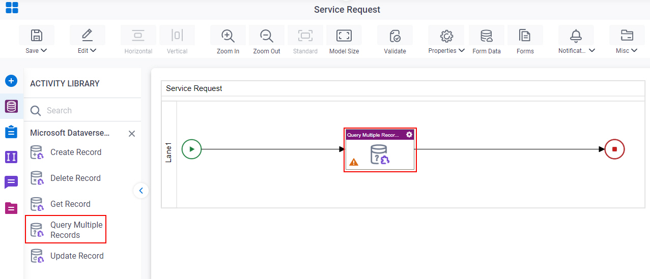 Drag Query Multiple Records activity