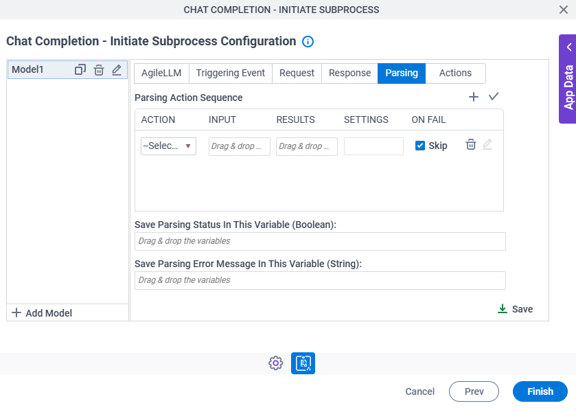 Chat Completion Initiate Subprocess Configuration Parsing tab