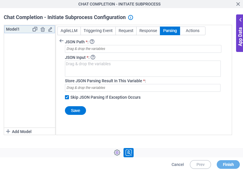 Chat Completion Initiate Subprocess Configuration Parsing JSON Parsing screen