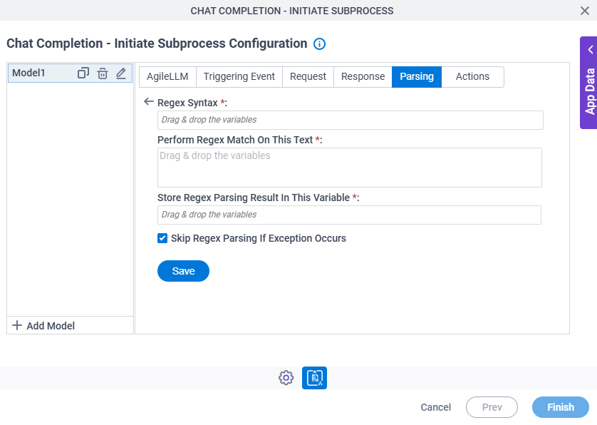 Chat Completion Initiate Subprocess Configuration Parsing Regex Parsing screen